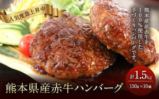 
熊本県産赤牛 ハンバーグ 150g×10個 合計1.5kg 益城町
