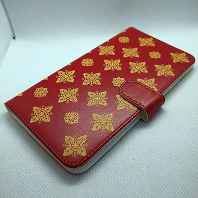 ふるさと納税 王寺町 抗ウィルス　天平文様汎用手帳型スマートフォンケース　赤地唐花　Mサイズ |  | 01