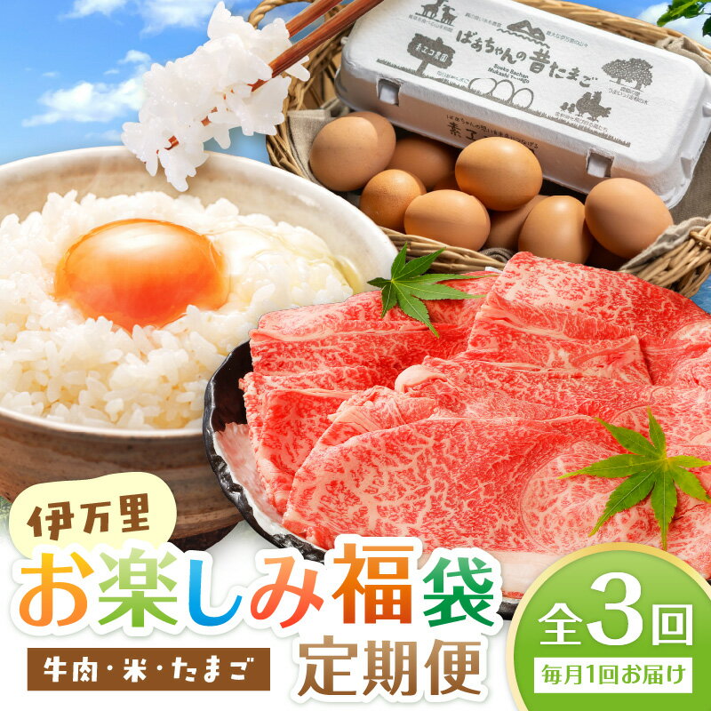 【ふるさと納税】伊万里 お楽しみ福袋 定期便 全3回 牛肉 米 たまご【毎月発送コース】 999-E029 【 伊万里牛 佐賀牛 ブランド牛 黒毛和牛 A5ランク すき焼き しゃぶしゃぶ さがびより 5kg ブランド米 コメ ごはん ご飯 卵 鶏卵 タマゴ 40個 】