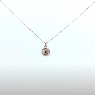 ふるさと納税 松山市 K18イエローゴールド 0.1/0.08ct ダイヤモンド ペンダントネックレス 花タイプ
