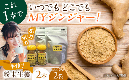 手づくり粉末生姜パウダー 詰め替えセット  生姜 生姜湯 粉末 加工食品 自家製 国産 手作り 生 殺菌力 温める 送料無料 愛西市 / しょうがやさん [AEAO004]