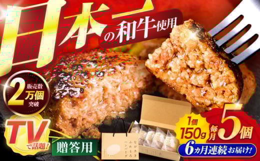 【6回定期便】ながさきふわとろハンバーグ 150g×5個入 【贈答用】 / ハンバーグ はんばーぐ 肉 牛肉 豚肉 おかず 惣菜 定期便 / 諫早市 / ワールド・ミート有限会社 [AHBG003]