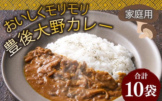 015-1142x1 おいしくモリモリ豊後大野カレー 家庭用 10袋 計1.8kg ／ カレー 椎茸 しいたけ シイタケ さつまいも 紅はるか 野菜 レトルト 常備用 非常食 保存食 国産 九州 常温