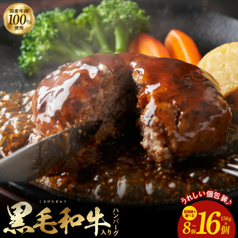 【ふるさと納税】黒毛和牛入り 国産牛肉100％ ハンバーグ 150g × 8個 / 16個 定期便 3回 / 6回 個包装 簡単調理 極味 おかず お弁当 肉屋 肉汁 こだわり オリジナル 自家製 小分け 便利 アレンジ 大阪府 泉佐野市 送料無料 肉の泉佐野