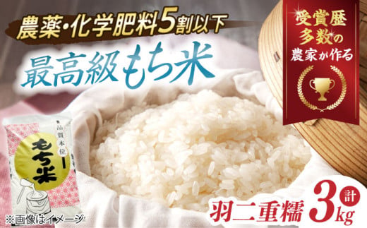 【特別栽培米】もち米 羽二重糯（はぶたえもち）3kg 滋賀県長浜市/株式会社ＴＰＦ [AQCQ007] お米 もち 米 モチ 3キロ 国産 餅 こめ コメ 滋賀県産 滋賀 産直 産地直送 農家直送 おこわ 団子 餅米 白もち米 精米もち米 餅つき