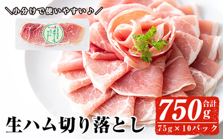 ＜2025年9月中に発送予定＞国産豚生ハム切り落とし75g×10P(計750g) 生ハム おつまみ 小分け 【ナンチク】A302-09-v01