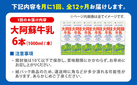 【全12回定期便】大阿蘇牛乳 ロングライフ 1000ml（6本入り） 6L【合同会社 福福堂】[AYAC022]