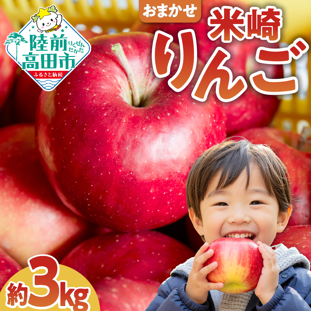 米崎りんご 3kg ≪品種おまかせ≫【 数量限定 リンゴ 林檎 りんご 9月 10月 11月 12月 青林 王林 ジョナゴールド シナノスイート 等 農業 岩手 陸前高田 産地直送 新鮮 アップル 家庭用 】RT670