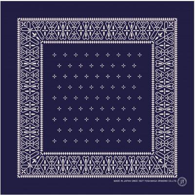 ふるさと納税 長浜市 浜ちりめんシルク100%の洗濯機でも洗えるシルクスカーフ(53×53)Navy-クロス柄