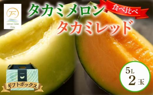 ＜2026年 先行予約 ＞ 【 贈答用 】 タカミメロン 青肉 & 赤肉 セット 5L × 各1玉（計2玉セット） 6月 7月 発送 産地直送 メロン 食べ比べ 高級 ブランド 糖度  貴味 タカミ タカミレッド 飯岡メロン ブランドメロン 贈り物 贈答 ギフト プレゼント ギフトボックス 果物 フルーツ おすすめ 人気 デザート 千葉県 旭市 飯岡 石毛農園 igf009