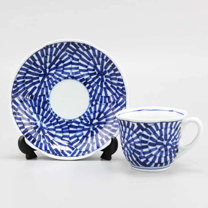 【波佐見焼】タコ唐草絵（手描）珈琲碗皿5客揃 食器 カップ 【不二商店】 [UC09] 波佐見焼