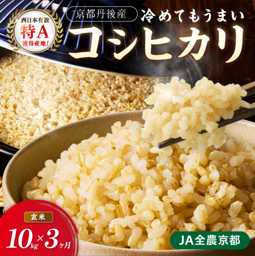 【3ヶ月定期便】直売所直送「令和7年産　京丹後市産　コシヒカリ」　玄米10kg ふるさと納税 米 玄米 特A 検査1等米 国産 こめ ごはん 京都産 コシヒカリ 農家応援 生産者応援 送料無料