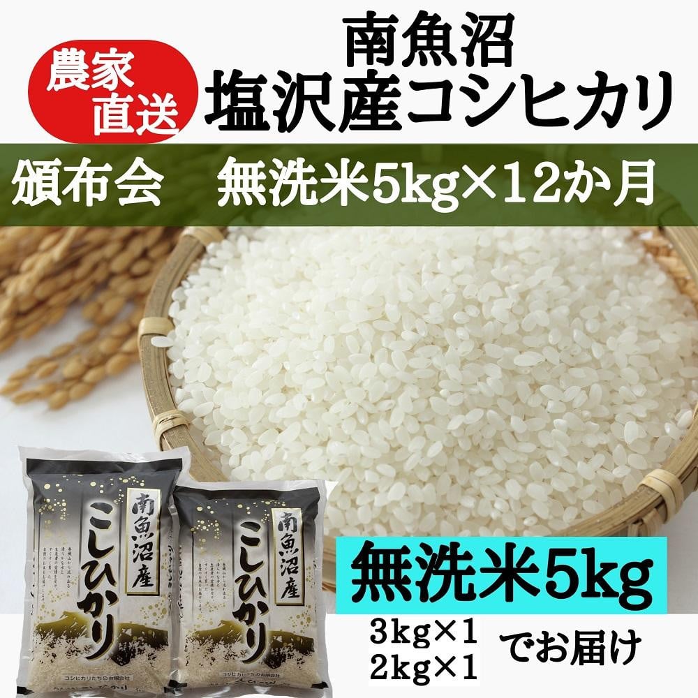 
            【頒布会：令和7年産新米予約】農家直送！　南魚沼塩沢産コシヒカリ　無洗米5kｇ×12ヶ月【2025年9月中旬より順次発送予定】
          