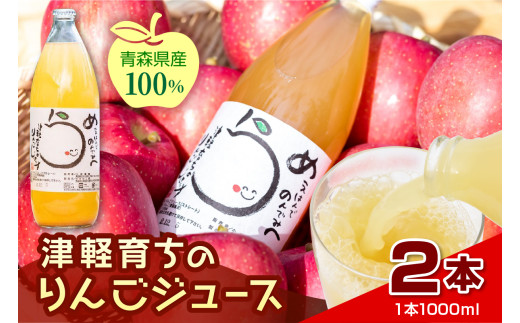 【2026年11月より順次発送】りんごジュース 「津軽育ちのりんごジュース」 100％ ストレート果汁 1L× 2本【 青森県 五所川原市 】  果汁飲料 ストレート 果汁