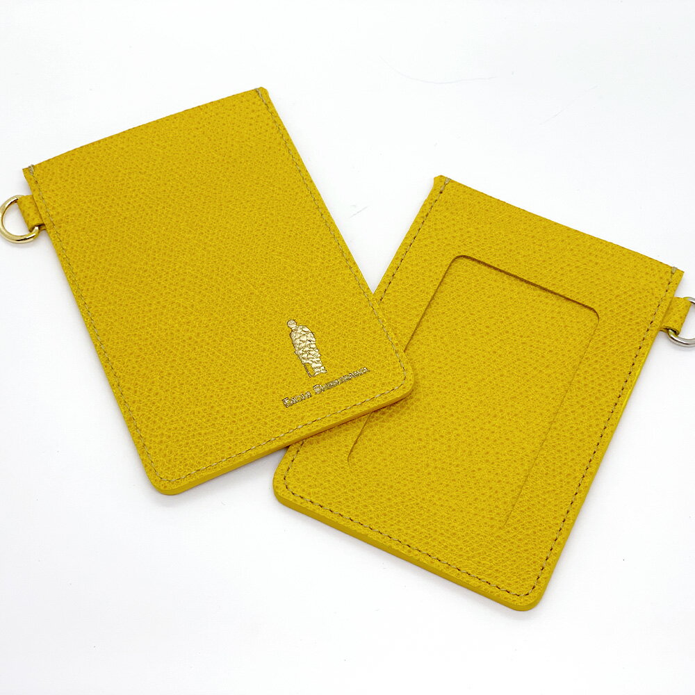 【ふるさと納税】渋沢栄一翁 パスケース 1点 イエロー 黄色 W70×H103×D4mm フランス革 牛革 レザー カードケース カードポケット カード収納 窓抜き仕様 ICカード IDカード シルバーパス 定期入れ 小物 雑貨 ビジネス 通勤 通学 普段使い 東京都 北区 送料無料