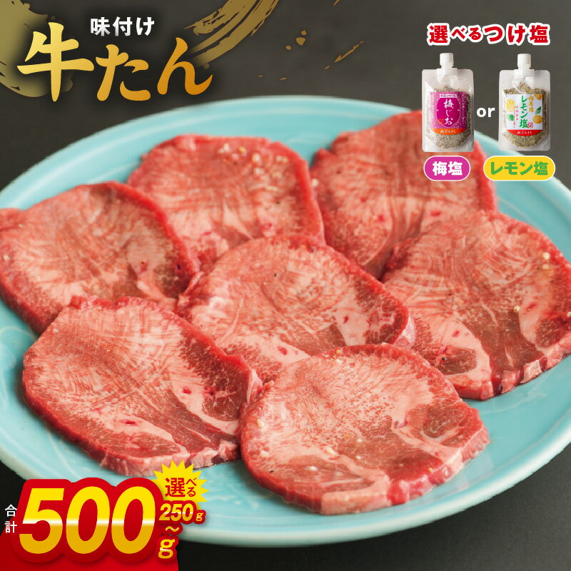 【ふるさと納税】＼最短7営業日以内発送／ 厚切り やわらか 味付け 牛たん 250g / 500g つけ塩 梅塩 / レモン塩 大判サイズ プロの味 小分け 便利 焼くだけ 簡単調理 おつまみ 晩酌 BBQ 焼肉 宅飲み お肉 肉 牛肉 真空パック 冷凍 大阪府 泉佐野市 送料無料 肉の泉佐野