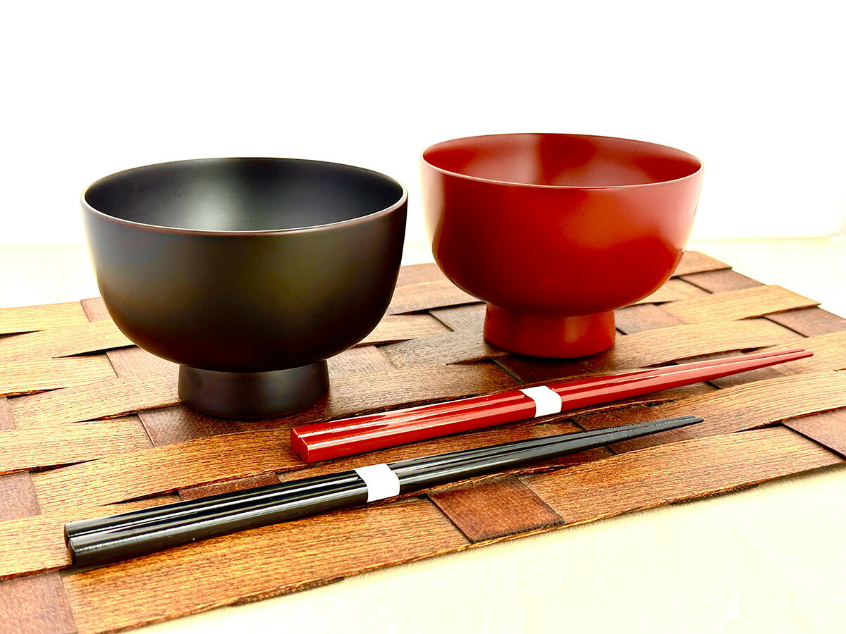 【ふるさと納税】川連漆器 箸付夫婦鉄鉢椀（銀朱・銀溜）紙箱入【株式会社 佐藤商事】[H8-5501]