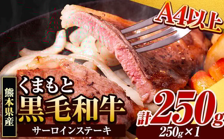 
            くまもと黒毛和牛 サーロインステーキ 250g×1枚 牛肉 冷凍 《30日以内に出荷予定(土日祝除く)》 くまもと黒毛和牛 黒毛和牛 冷凍庫 個別 取分け 小分け 個包装 ステーキ肉 にも サーロインステーキ
          