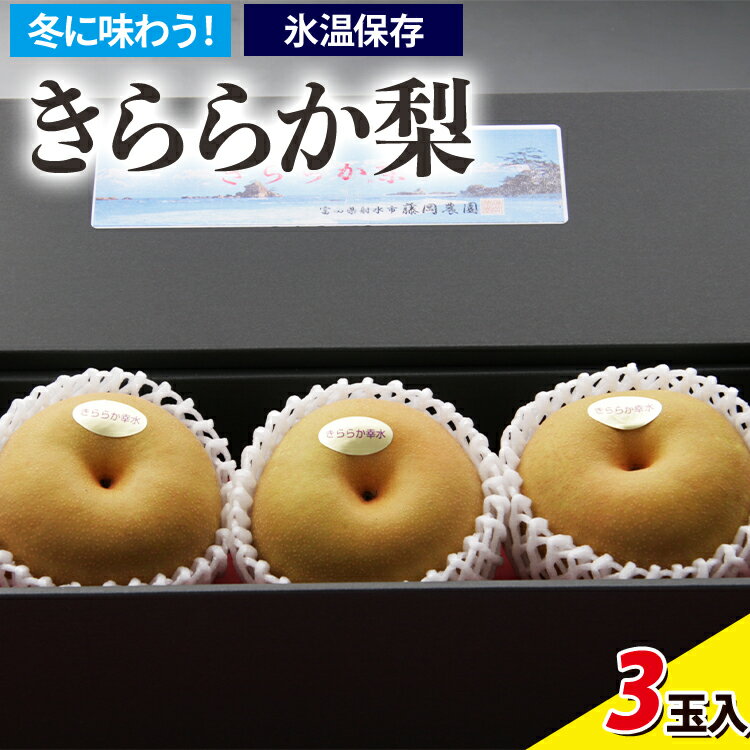 【ふるさと納税】冬に味わう！藤岡さんが作った氷温保存きららか梨 3玉入り ｜ 梨 ナシ 果物 フルーツ　※2026年11月～発送