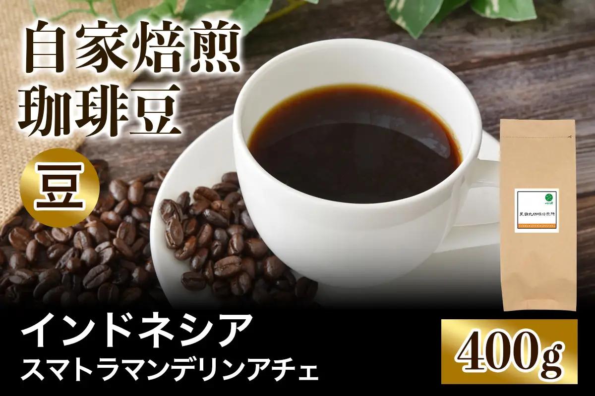 ★注文後に焙煎★自家焙煎珈琲豆 インドネシア スマトラ マンデリン アチェ 中深煎り 400g【豆のまま】 [0887]