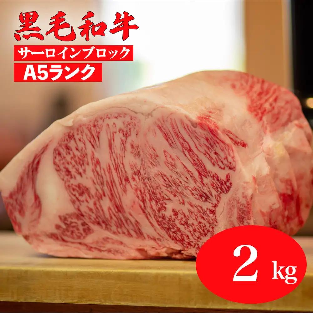 黒毛和牛 A5ランク サーロインブロック 2kg 1kg×2 冷蔵 国産牛 ステーキ ブロック肉