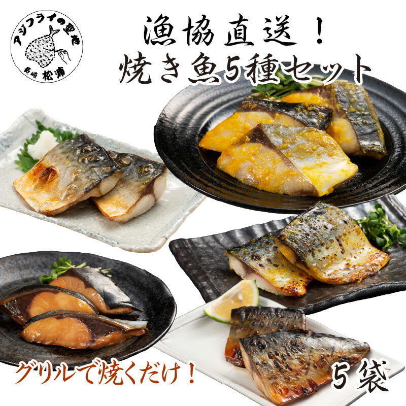 【ふるさと納税】＼お中元熨斗対応／漁協直送！焼き魚5種5袋セット【B0-224】 焼き魚 さば サバ 鯖 ぶり ブリ 鰤 塩焼き みりん漬け 西京漬け 真さば 魚 海の幸 海産物 魚介類 お酒のつまみ