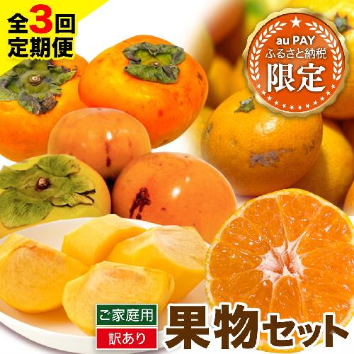 【発送月固定定期便】フルーツセット ご家庭用 訳あり果物セット (平核無柿 富有柿 みかん)【全３回】 魚鶴商店《10月上旬-12月末頃出荷予定(土日祝除く)》 和歌山県 日高町 平核無柿 富有柿 柿 みかん 柑橘 蜜柑 果物 フルーツ 送料無料 定期便