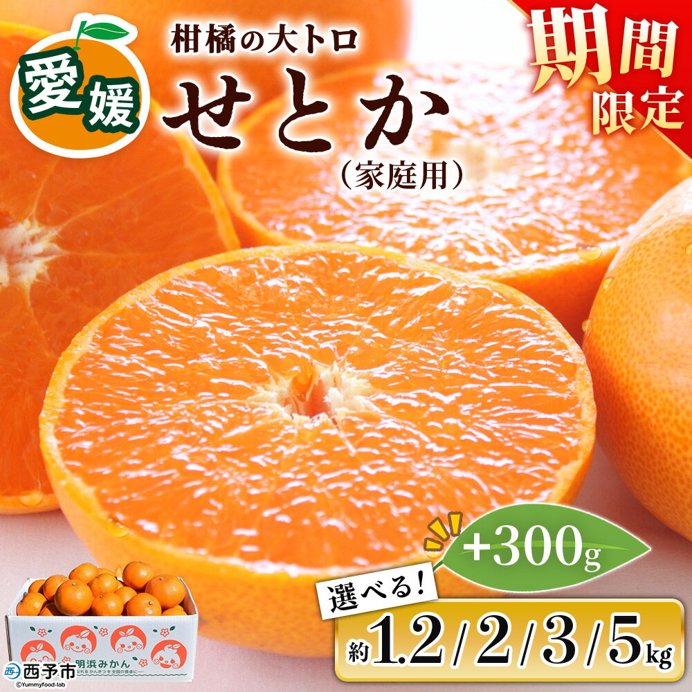 【ふるさと納税】【高評価★5】先行予約＜せとか（家庭用）約1.2kg／2kg／3kg／5kg 全て＋300g＞ 選べる 内容量 自宅用 訳あり ワケアリ 果物 くだもの フルーツ ミカン みかん セトカ 蜜柑 柑橘 特産品 笑丸 愛媛県 西予市 常温『2027年3月上旬～4月上旬に順次出荷予定』