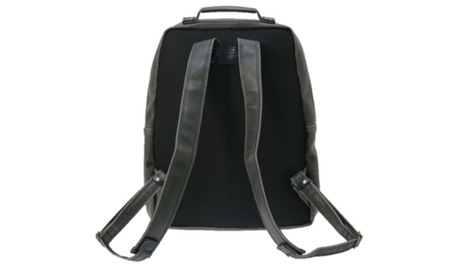 レトロリュック (No.4990-01) ブラック / 木和田 リュック リュックサック 2層式 仕分け収納 白化合皮 ポケット ペットボトルホルダー 高級 かばん カバン バッグ 鞄 手作り メンズ