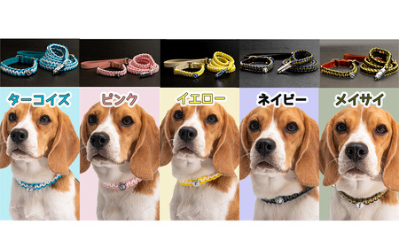 No.459-02 犬の首輪＆リードセット さんぽ用 ポンダープラス ピンク M ／ ペット用品 犬用品 ペットグッズ 散歩グッズ ワンタッチ 着脱簡単 ロック付き 高耐久 おしゃれ 丈夫 カラフル 