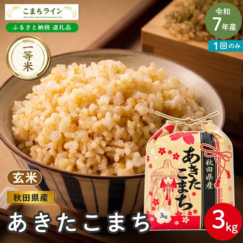 【ふるさと納税】令和7年産 あきたこまち 玄米 3kg 秋田県産 米 一等米 ブランド米 3キロ 一人暮らし 秋田 能代 能代市 送料無料 《こまちライン》