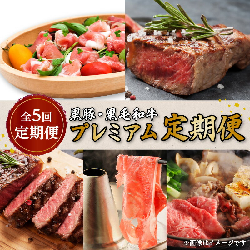 【ふるさと納税】【全5回定期便】 黒豚 ・ 黒毛和牛 プレミアム 定期便 送料無料 鹿児島市 九州 お取り寄せ グルメ 特産品 お礼の品 お土産 贈り物 プレゼント ギフト 定期 肉 豚 牛 黒豚 ステーキ すき焼き しゃぶしゃぶ 冷凍 便利
