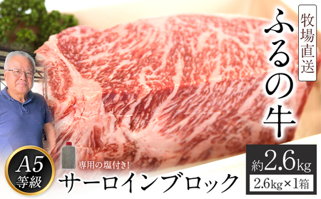 ふるの牛（黒毛和牛）特選サーロインブロック 2.6kg ゲランド塩付き A5 有限会社ふるの《30日以内に出荷予定(土日祝除く)》