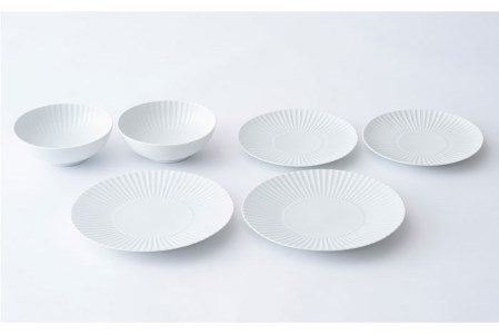 【波佐見焼】しのぎ 白マット 大皿 中皿 小鉢 6個セット 食器 皿 【一龍陶苑】 [CC57] 