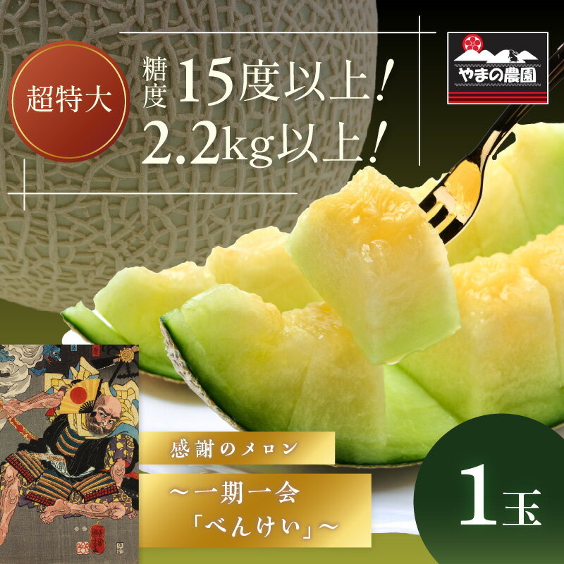 【ふるさと納税】やまの農園　感謝のメロン～一期一会「べんけい」～（先行予約2025年7月中旬より順次発送予定） フルーツ メロン マスクメロン 特大 送料無料 数量限定 予約 先行予約 ふるさと納税 メロン