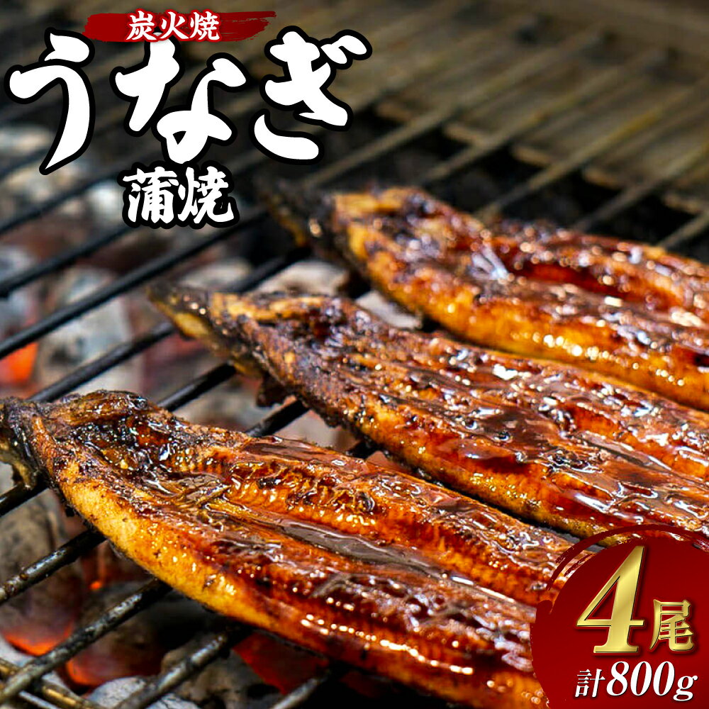 【ふるさと納税】炭火焼うなぎの蒲焼 200g×4尾 計800g うなぎ 鰻 蒲焼 魚介 タレ付 惣菜 簡単 国産 真空パック 冷蔵 長崎市