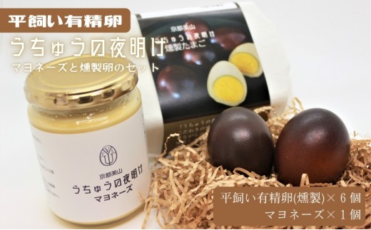 
                  うちゅうの夜明け 燻製たまご 6個 マヨネーズセット　卵 燻製 調味料 マヨネーズ 有精卵 米酢使用 京都府 南丹市【※3月15日以降発送】
                