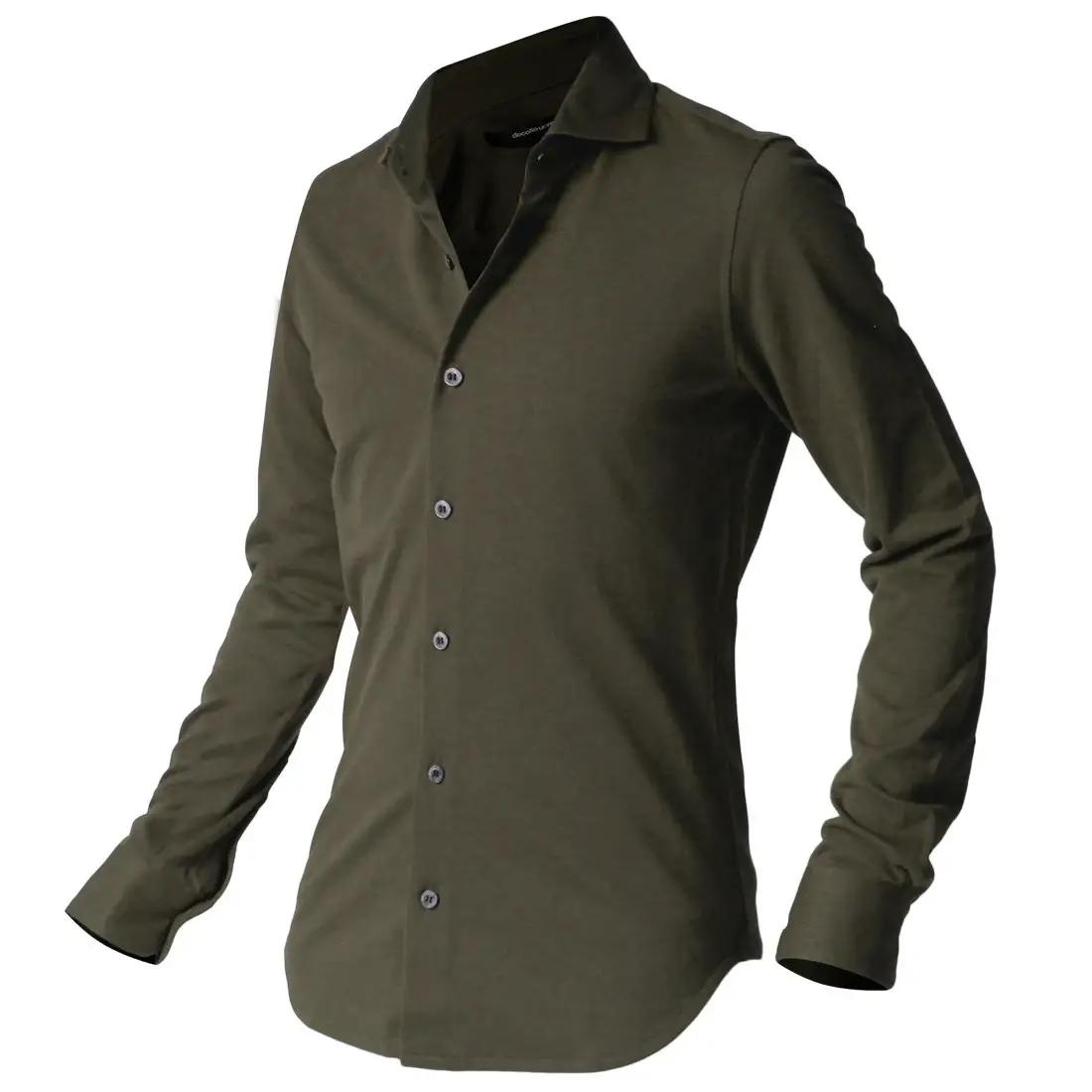 DJS-002 decollouomo メンズドレスシャツ長袖（生地／コンコルド）オリーブ／Mサイズ