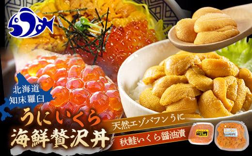 【先行予約/2026年1月より発送】知床羅臼産 うに・いくら贅沢海鮮丼セット（無添加エゾバフンうに（塩水うに）100g×1、秋鮭いくら醤油漬100g×1） 016942_BX019