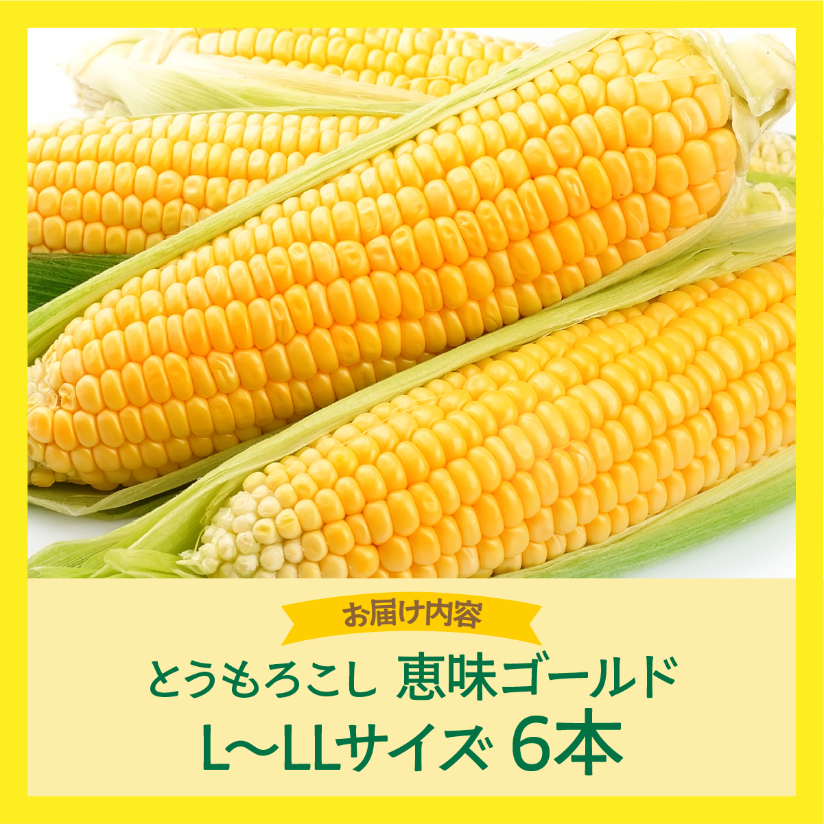 やまけんや とうもろこし 恵味ゴールド 6本 スイートコーン コーン 甘い サラダ スープ 生でも美味しい 産地直送 BBQ とうきび 国産 人気 バーベキュー 焼きとうもろこし 取り寄せ 糖度 北海
