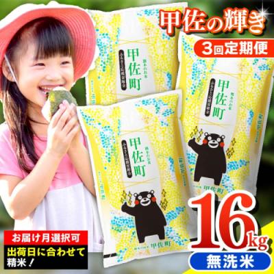 ふるさと納税 甲佐町 令和7年産【定期便3ヶ月】 無洗米16kg【配送指定可】【ZQ】