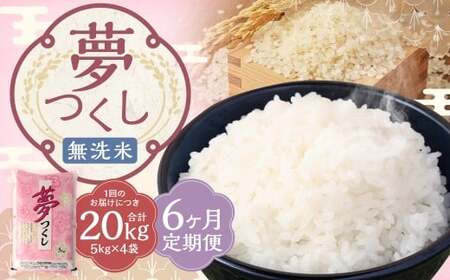 【6ヶ月定期便】 無洗米 食味鑑定士厳選 夢つくし 20kg（5kg×4袋）×6回 計120kg 米 こめ コメ お米 精米 単一原料米 ごはん ご飯 ライス おにぎり