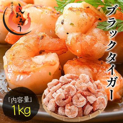 ふるさと納税 敦賀市 【背ワタなし】ブラックタイガー 剥き身 1kg / 60〜80尾前後【しおそう むきえび えび】