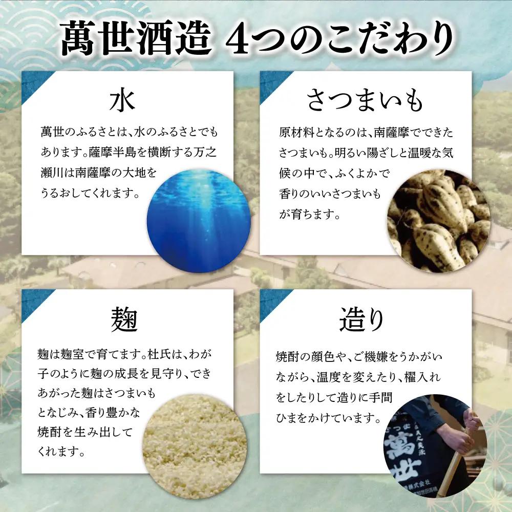 【蔵元直送】萬世酒造 薩摩伝承飲み比べセット 本格芋焼酎 芋焼酎 25度 米麹 ハイボール 飲み比べ お湯割り 水割り ロック ギフト セット 南さつま市
