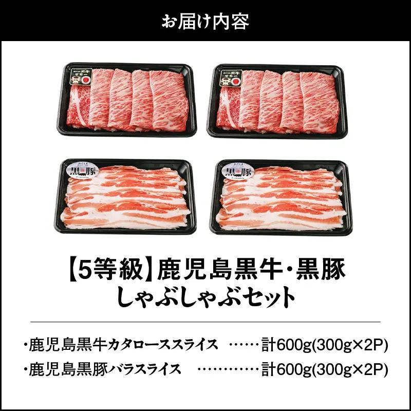 746-2 （A-2101）【5等級】鹿児島黒牛・鹿児島黒豚しゃぶしゃぶセット KN009-002 肉 豚肉 牛肉