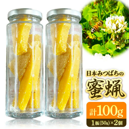 【ふるさと納税】日本みつばちの蜜蝋 50g×2個 計100g 美馬工房 《30日以内に出荷予定(土日祝除く)》 自然採取 2瓶 国産 蜜蝋 天然 ワックス ハンドメイド ハンドクリーム リップクリーム アロマワックスバー 蜜蝋ラップ キャンドル 徳島県 美馬市