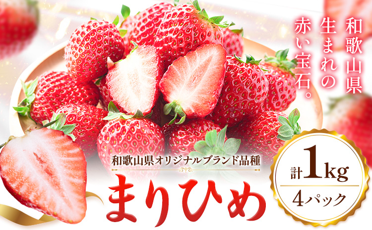 【先行予約】いちご 和歌山県産 紀州和歌山 ブランド いちご まりひめ 計1kg 250g×4パック 株式会社魚鶴商店 《1月上旬-2月下旬頃出荷》 和歌山県 日高町 フルーツ 果物 スイーツ 甘い-