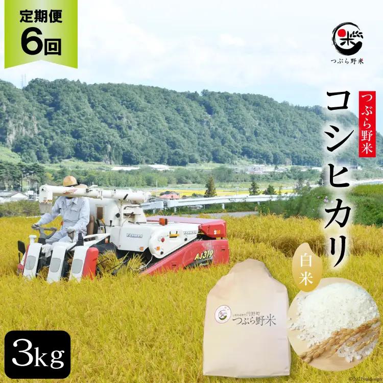 米 令和8年 6回 定期便 つぶら野米 コシヒカリ 白米 3kg×6回 総計18kg