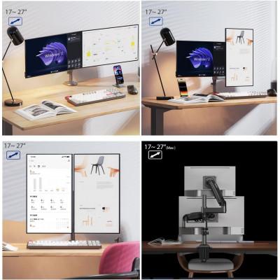ふるさと納税 枚方市 NB ERGONOMIC 高さがだせるモニターアームH180-G(デュアル・ダークグレー) |  | 01