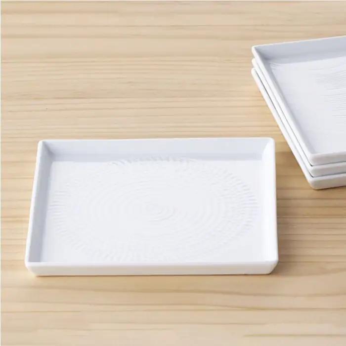 【波佐見焼】白磁手彫 スクエア皿 プレート 13.5cm 4点セット 食器 皿 【一真陶苑】 [BB31]  波佐見焼